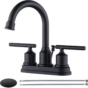 WOWOW Gold Bathroom Faucet 3 Hole Bathroom Sink Faucet Widespread Vanity Faucet 2 Handle Brass Basin Faucet with Pop Up Drain 8 Inch Mixer Tap Antique