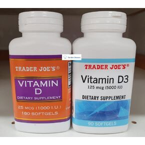 Trader Joe's2 Trader Joe’s Vitamin D 25 MCG & Vitamin D3 125 MCG Dietary Supplement (Two Bottles)