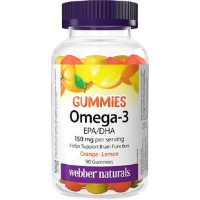 Webber Naturals Omega-3 Gummies 50 mg EPA/DHA · EPA/DHA, Orange · Cherry · Lemon, 90 Gummies