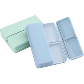 2 Pcs Pill Organizer, Travel Pill Organizer, Pocket Pharmacy with 7 Compartments Design, Magnetic Travel Pill Box Pill Dispenser, Portable Medicine Vitamin Holder Container(Blue+Green)