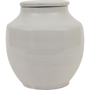 Small Round White Terracotta Cachepot