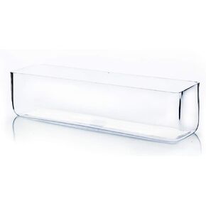 WGV Rectangle Block Glass Vase, Width 4", Length 16", Height 4", Clear Long Floral Container, Candle Holder for Home Office Wedding Decor, 1 Piece