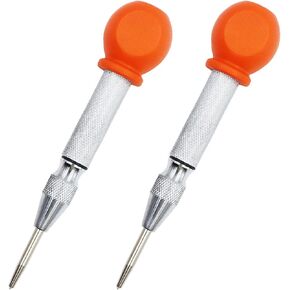 2-Pieces Automatic Center Punch, 5 Inch Adjustable Impact Hole Punch Metal Punch, Spring Loaded Center Punch Tool with Palm Cushion Cap for Wood Metal Leather