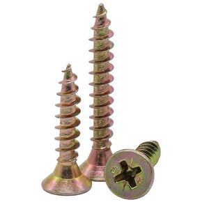 M4 x 25mm (100 PCS) Flat Phillips Head Wood Screws Countersunk Head Drywall Clipboard Screw Phillips Drive Yellow Zinc Plated Wood Interior Construction Projects Metal Screw