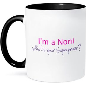 3dRose I'M A Noni-What'S Your Superpower-Hot Funny Gift For Grandma Mug, 1 Count (Pack of 1), Black/Pink