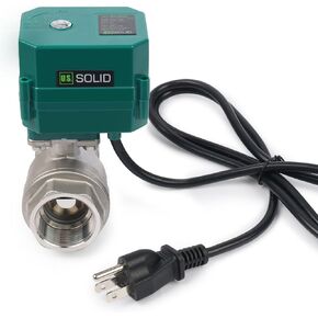 U.S. Solid 1-1/4" Motorized Ball Valve with US Plug 110VAC Stainless Steel Electrical Ball Valve,Auto Return, Normally Closed