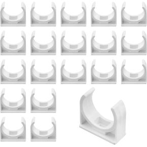 20 Pcs PVC Water Pipe Clamp, 1 Inch(25mm) ID Pipe Clamps Clips U-Shaped PVC Pipe Strap For Water Pipes, Tubing Hose Hanger Support Pex Tubing (25mm)