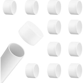 12PCS PVC Pipe End Cap Fitting 1-1/4 Inch PVC Fittings Plug Adapter for DIY Shelf Garden Support Structure Storage Frame (White)