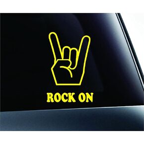 Rock On! Music Symbol Text Decal Family Love Car Truck Sticker Window (White)