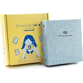 ألبوم صور بغلاف مقوى من الكتان يحتوي على 100 جيب - يناسب فيلم Instax Mini Film، فيلم صور فوري مقاس 2 × 3 بوصة، كتاب ذاكرة ذو حلقتين (بيج) in Kuwait