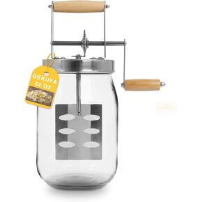 أداة زبدة زجاجية سعة 1.5 لتر من Gekufa، سعة كبيرة 52 أونصة سائلة، وعاء ميسون يدوي الصنع، زبدة الزبدة تصنع زبدة لذيذة محلية الصنع in Kuwait