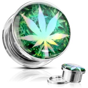 Marijuana Pot Leaf Hologram Ear Plugs