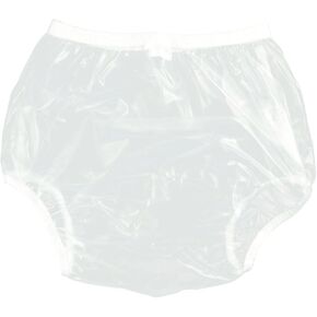 Haian Adult Incontinence Pull-on Plastic Pants PVC Pants 3 Pack (Large, Transparent White)