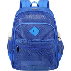 Mesh Bacpack Heavy Duty for School, Lightweight See Through College Backpack for Work Beach Sports (Black)