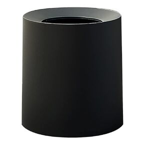 Modern Round Waste Basket - 3.2Gal/12.1L Open Top Trash Bin - Black Garbage Can with Removable Plastic Bin Liner - Touchless Bathroom Garbage Can or Trash Can for Kitchen - Minimalist Office Trash Can