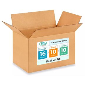 IDL Packaging Medium Corrugated Moving Boxes 16"L x 10"W x 10"H (Pack of 5) - Excellent Choice of Sturdy Packing Boxes for USPS, UPS, FedEx Shipping - Easy-to-Recycle Cardboard Boxes for Packaging