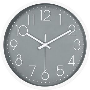 JUSTUP 8in Non-Ticking Wall Clock, Silent Battery Operated Wall Clock with ABS Frame HD Glass Cover for Kids Living Room Bedroom Kitchen School Office Decor (8 in)