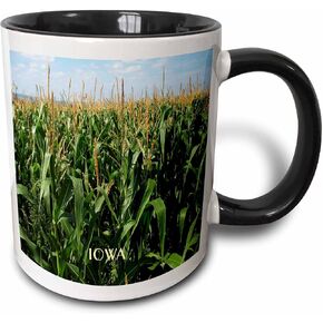 3dRose mug_62484_4 "Corn Fields Of Iowa" Two Tone Black Mug, 11 oz, Multicolor