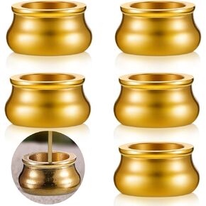 6 Pcs Incense Burner Holder Mini Incense Cone Stick Burner Brass Incense Holder for Sticks Gold Chinese Incense Burner Metal Ash Catcher for Indoor Outdoor Home Decoration, 0.13 Inch Hole Diameter