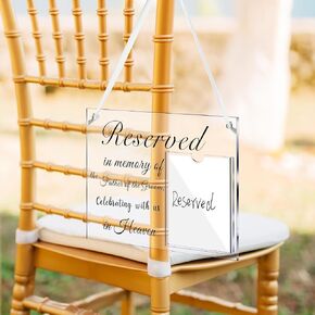Yousoontic Reserved Signs for Wedding, Acrylic Wedding Memorial Sign In Memory of Parents Celebrating From Heaven Reserved Chair Banner for Ceremony and Reception (Father of the Bride)