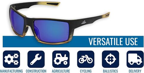 Bullhead Safety Sawfish Polarized Safety Glasses with Performance Fog Technology, Blue Light Glasses with UV Light Protection and Anti-Scratch Coating, Blue Mirror Lenses, Tortoise/Black Frame in Saudi Arabia