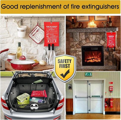Fire Blanket for Kitchen Home Emergency - Fiberglass Blankets Fire Survival Suspension Flames Retardant Extinguisher Great for Stove Car Garage Office Camping Caravan Safety (2Pcs) in Saudi Arabia