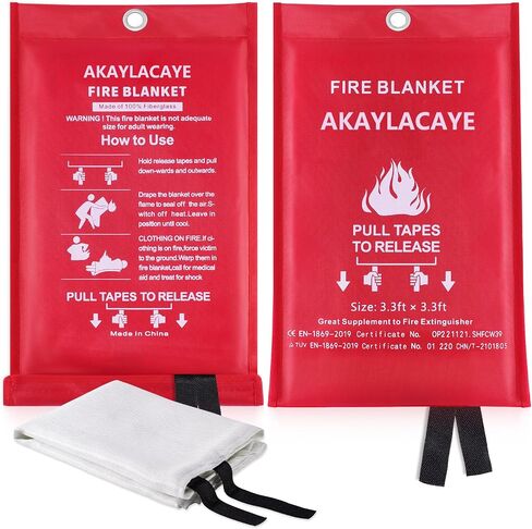 Fire Blanket for Kitchen Home Emergency - Fiberglass Blankets Fire Survival Suspension Flames Retardant Extinguisher Great for Stove Car Garage Office Camping Caravan Safety (2Pcs) in Saudi Arabia