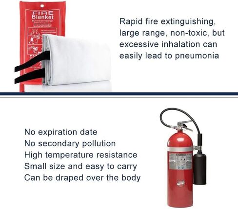 Emergency Fire Blanket, Fiberglass Fire Blanket, Fire Suppression Blankets, Heat Resistant Blanket, Fire Blanket for Home & Kitchen, Fire Extinguisher Blanket - 2 Pack + Gloves, 40"x40" in Saudi Arabia