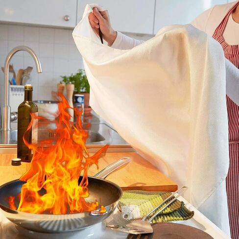 Emergency Fire Blanket, Fiberglass Fire Blanket, Fire Suppression Blankets, Heat Resistant Blanket, Fire Blanket for Home & Kitchen, Fire Extinguisher Blanket - 2 Pack + Gloves, 40"x40" in Saudi Arabia