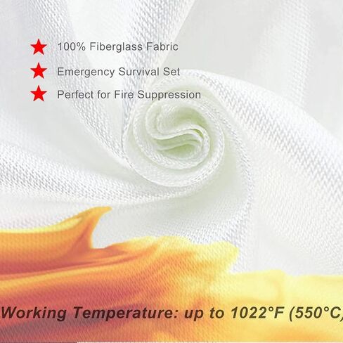 Emergency Fire Blanket, Fiberglass Fire Blanket, Fire Suppression Blankets, Heat Resistant Blanket, Fire Blanket for Home & Kitchen, Fire Extinguisher Blanket - 2 Pack + Gloves, 40"x40" in Saudi Arabia