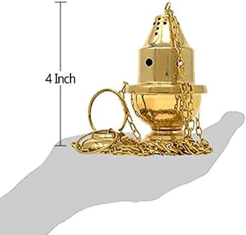 Elegant Brass Censer with Chain and Bracket Set, Catholic Church Supplies, 2 Items in Saudi Arabia