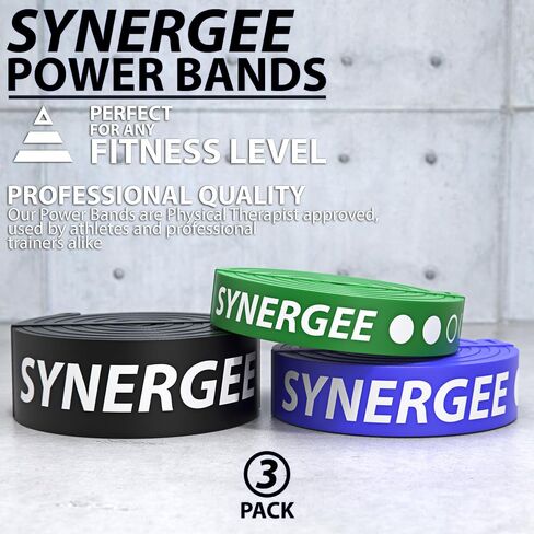 Synergee Resistance Loop Bands. Pull Up Assist Bands with Heavy Duty Resistance. Exercise Bands Work Perfect for Stretching, Powerlifting & Resistance Training. in Saudi Arabia
