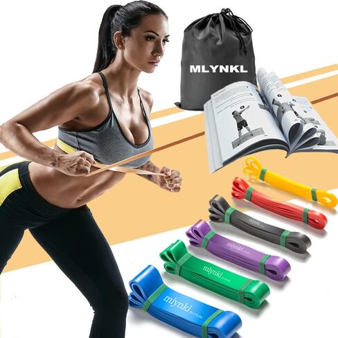 Pull Up Assistance Bands, Resistance Bands Set, Exercise Bands Workout Bands for Working Out Body Stretching Powerlifting Resistance Training with Carrying Bag and Workout Guide, 8 Pack in Saudi Arabia