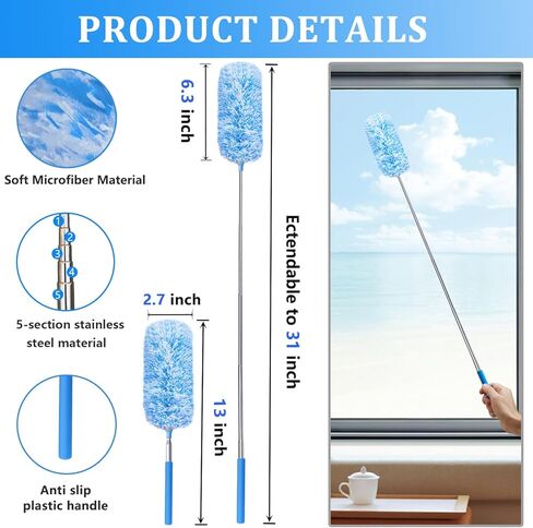 طقم منفضة غبار من الألياف الدقيقة مكون من 4 قطع، يتضمن زوجين من منفضة غبار غطاء حذاء شانيل، عبوتين منفضة غبار من الألياف الدقيقة قابلة للتمديد مقاس 76.2 سم، أداة تنظيف منفضة الريش in Kuwait