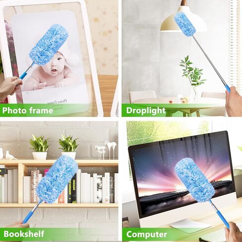 طقم منفضة غبار من الألياف الدقيقة مكون من 4 قطع، يتضمن زوجين من منفضة غبار غطاء حذاء شانيل، عبوتين منفضة غبار من الألياف الدقيقة قابلة للتمديد مقاس 76.2 سم، أداة تنظيف منفضة الريش in Kuwait