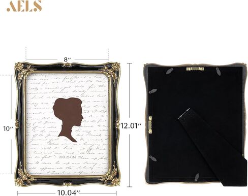 إطار صورة عتيق مقاس 8 × 10 بوصة من AELS، إطارات صور عتيقة فاخرة وأنيقة مع واجهة زجاجية، عرض للصور، تعليق على الحائط على سطح الطاولة، أفكار للهدايا، أسود in Kuwait