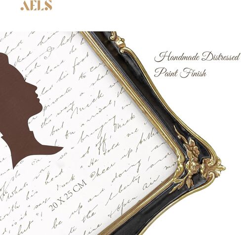 إطار صورة عتيق مقاس 8 × 10 بوصة من AELS، إطارات صور عتيقة فاخرة وأنيقة مع واجهة زجاجية، عرض للصور، تعليق على الحائط على سطح الطاولة، أفكار للهدايا، أسود in Kuwait