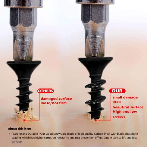 Hession #8 x 2-1/2" Black Wood Screws Self Tapping Screw Hi Low Thread Sharp Point 20pcs Pack in Saudi Arabia