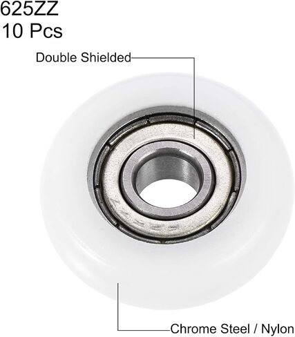 uxcell 625ZZ Ball Bearing Guide Pulley Roller Round Wheel 5x23x7mm Double Metal Shielded (GCr15) Chrome Steel Bearings 10pcs in Saudi Arabia