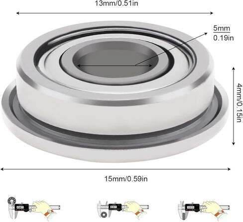 F695ZZ محمل كروي ذو حواف، CLAHJQX 10 قطع 5 مم × 13 مم × 4 مم محامل كروية ذات أخدود عميق درع مزدوج، محمل من الصلب الكربوني الفضي in Kuwait
