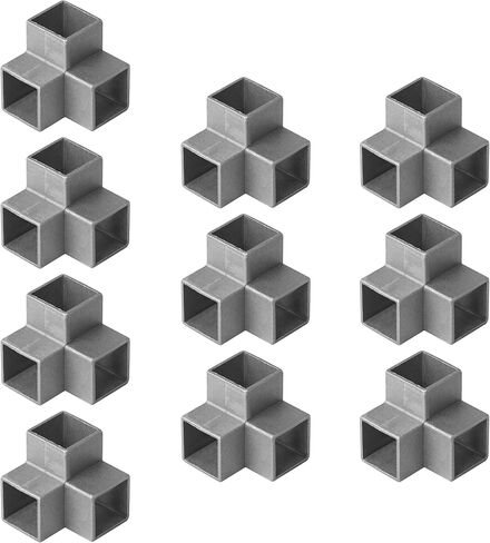 10 عبوات من مفاصل الزوايا ثلاثية الاتجاهات لأنبوب مربع 1-1/4 بوصة، موصل ألومنيوم 90 درجة، مشابك نهاية القضبان سلسلة ربط السياج، دعامة هيكلية للزاوية اليمنى، سمك 2 مم in Kuwait