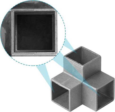 10 عبوات من مفاصل الزوايا ثلاثية الاتجاهات لأنبوب مربع 1-1/4 بوصة، موصل ألومنيوم 90 درجة، مشابك نهاية القضبان سلسلة ربط السياج، دعامة هيكلية للزاوية اليمنى، سمك 2 مم in Kuwait