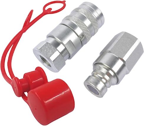 GELUOXI 1/4" NPT Flat Face Hydraulic Quick Connect Coupler Set w/Dust Caps 800801001, FF-HPG-04-04N-NPT in Saudi Arabia