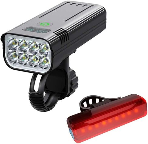 أضواء الدراجة الأمامية والخلفية لركوب الليل، 5200 مللي أمبير USB قابلة للشحن 8 مصابيح LED للدراجة، مقاومة للماء IPX5، ميزة (KX8-D) in Kuwait