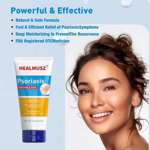 كريم الصدفية - أقصى قوة 4% كريم تخفيف الصدفية بحمض الساليسيليك، كريم التهاب الجلد الدهني، الطفح الجلدي، مضاد للحكة، الاحمرار، التقشر، التقشر، تخفيف سريع المفعول للتهيج - 3.4 أونصة in Kuwait