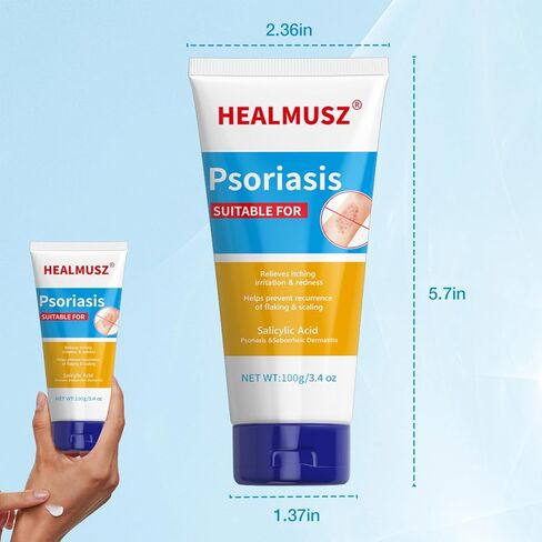 كريم الصدفية - أقصى قوة 4% كريم تخفيف الصدفية بحمض الساليسيليك، كريم التهاب الجلد الدهني، الطفح الجلدي، مضاد للحكة، الاحمرار، التقشر، التقشر، تخفيف سريع المفعول للتهيج - 3.4 أونصة in Kuwait