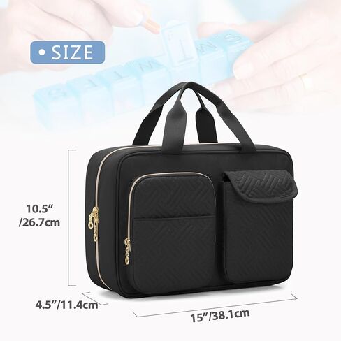 Damero Medicine Bottle Organizer, Pill Bottles Organizer Storage Medication Travel Bag for Prescription Bottles, Medical Supplies, Black in Saudi Arabia