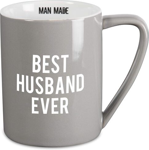 كوب قهوة من Pavilion Gift Company Man Made Best Husband Ever، 18 أونصة، رمادي in Kuwait