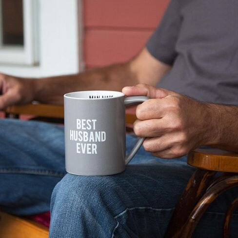 كوب قهوة من Pavilion Gift Company Man Made Best Husband Ever، 18 أونصة، رمادي in Kuwait