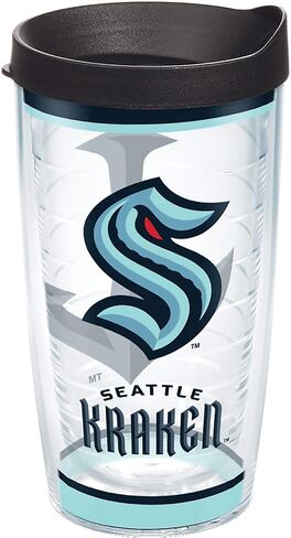 كوب Tervis مصنوع في الولايات المتحدة الأمريكية بجدار مزدوج NHL Seattle Kraken معزول من البلاستيك يحافظ على المشروبات باردة وساخنة، 16oz، تقليد in Saudi Arabia